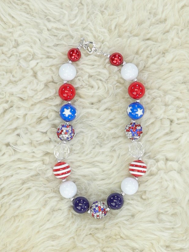 Red White & Blue Bubblegum Necklace - Marie Nicole Clothing