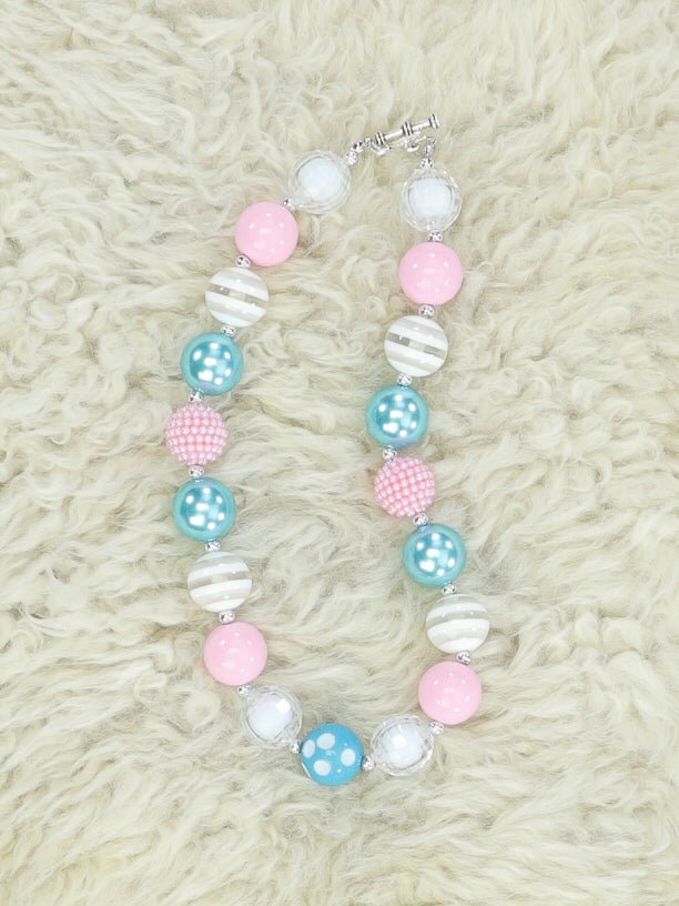 Pastel Pink Blue White Bubblegum Necklace - Marie Nicole Clothing