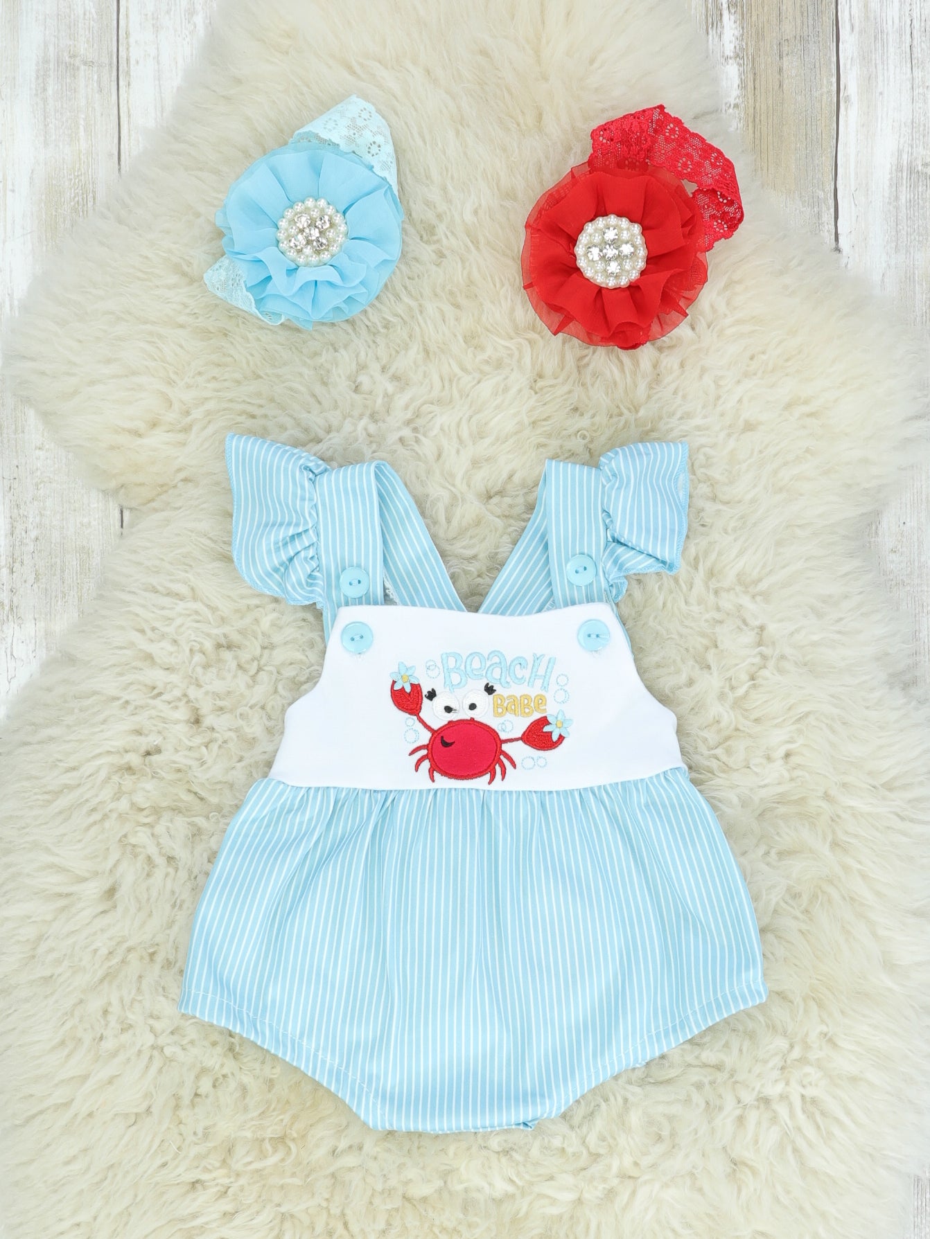 Crabby Fluttersleeve Bubble Romper - Marie Nicole Clothing