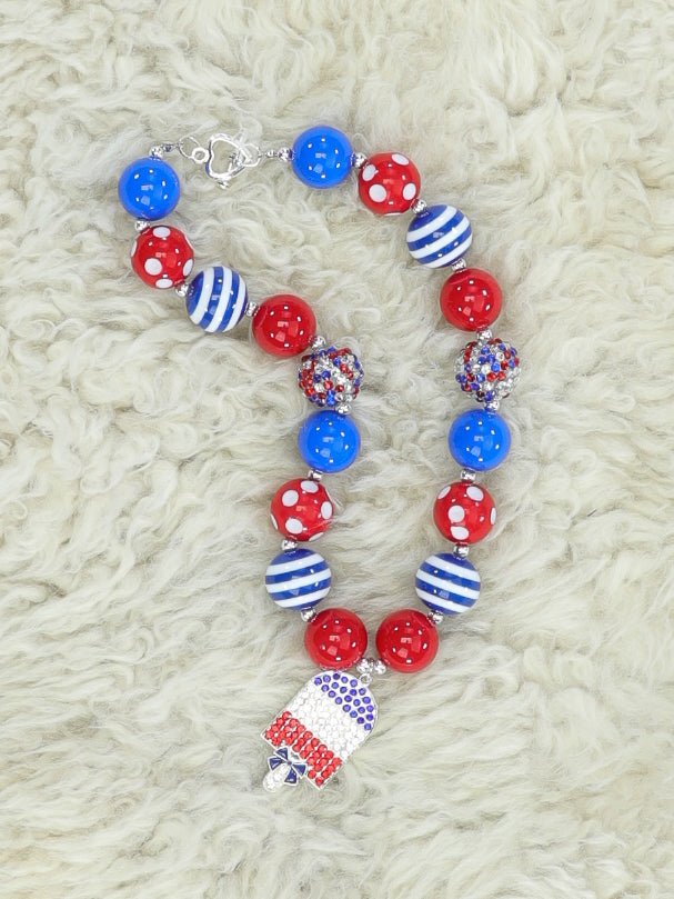 Red, White, & Blue Popsicle Bubblegum Necklace - Marie Nicole Clothing