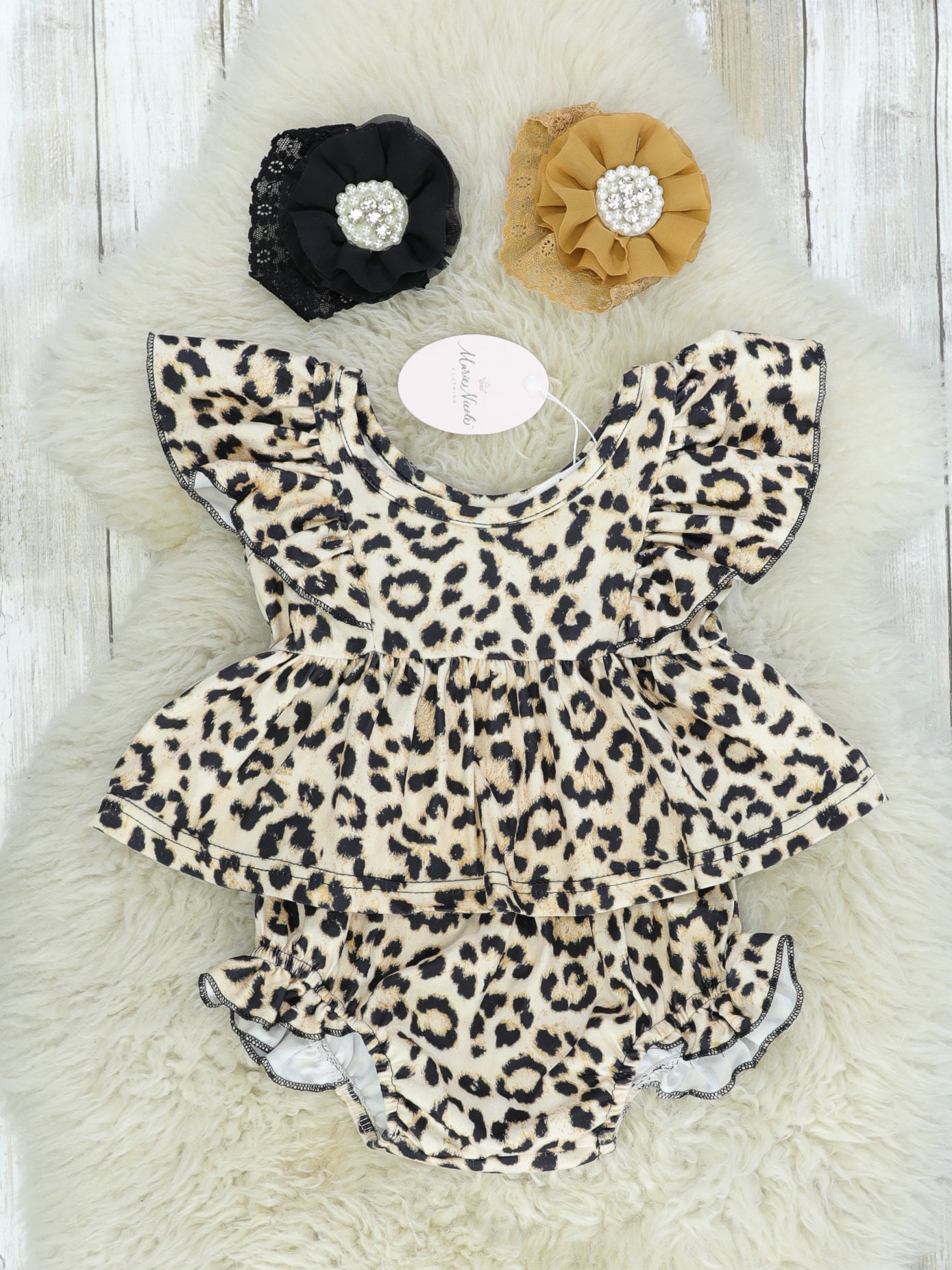 Cheetah Ruffle Top & Bloomers Set - Marie Nicole Clothing
