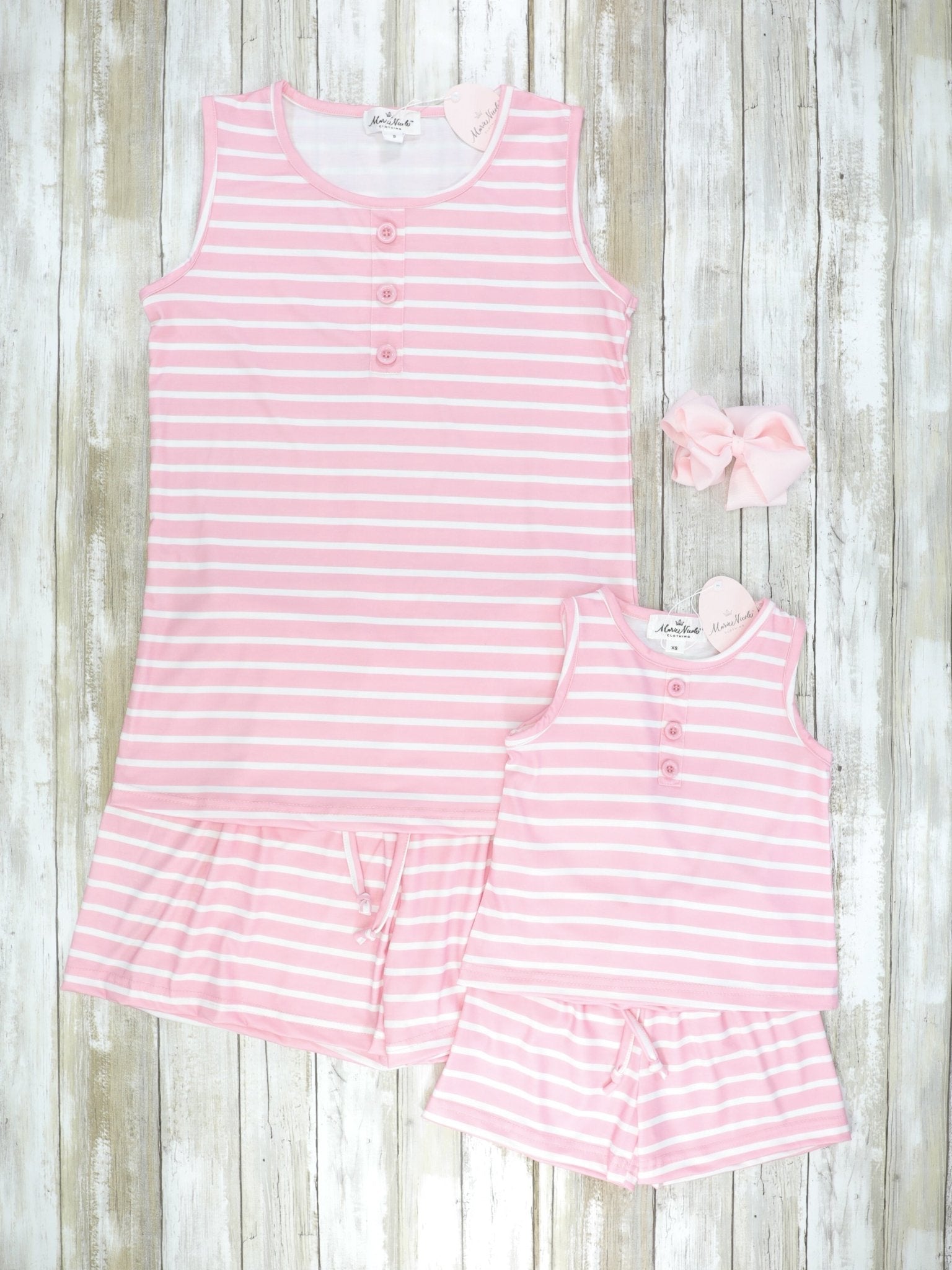 Mom & Me Pink Striped Loungewear Set - Marie Nicole Clothing