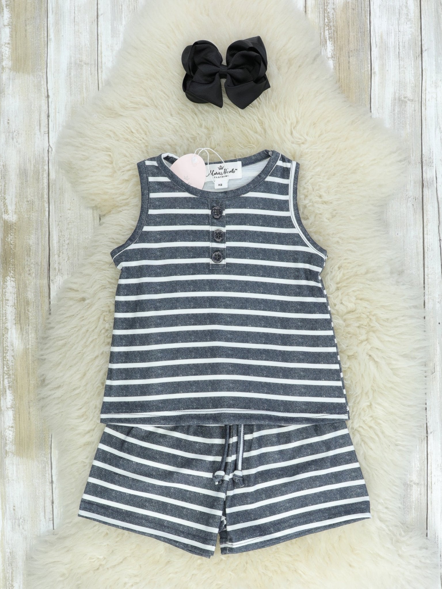 Mom & Me Black Striped Loungewear Set - Marie Nicole Clothing