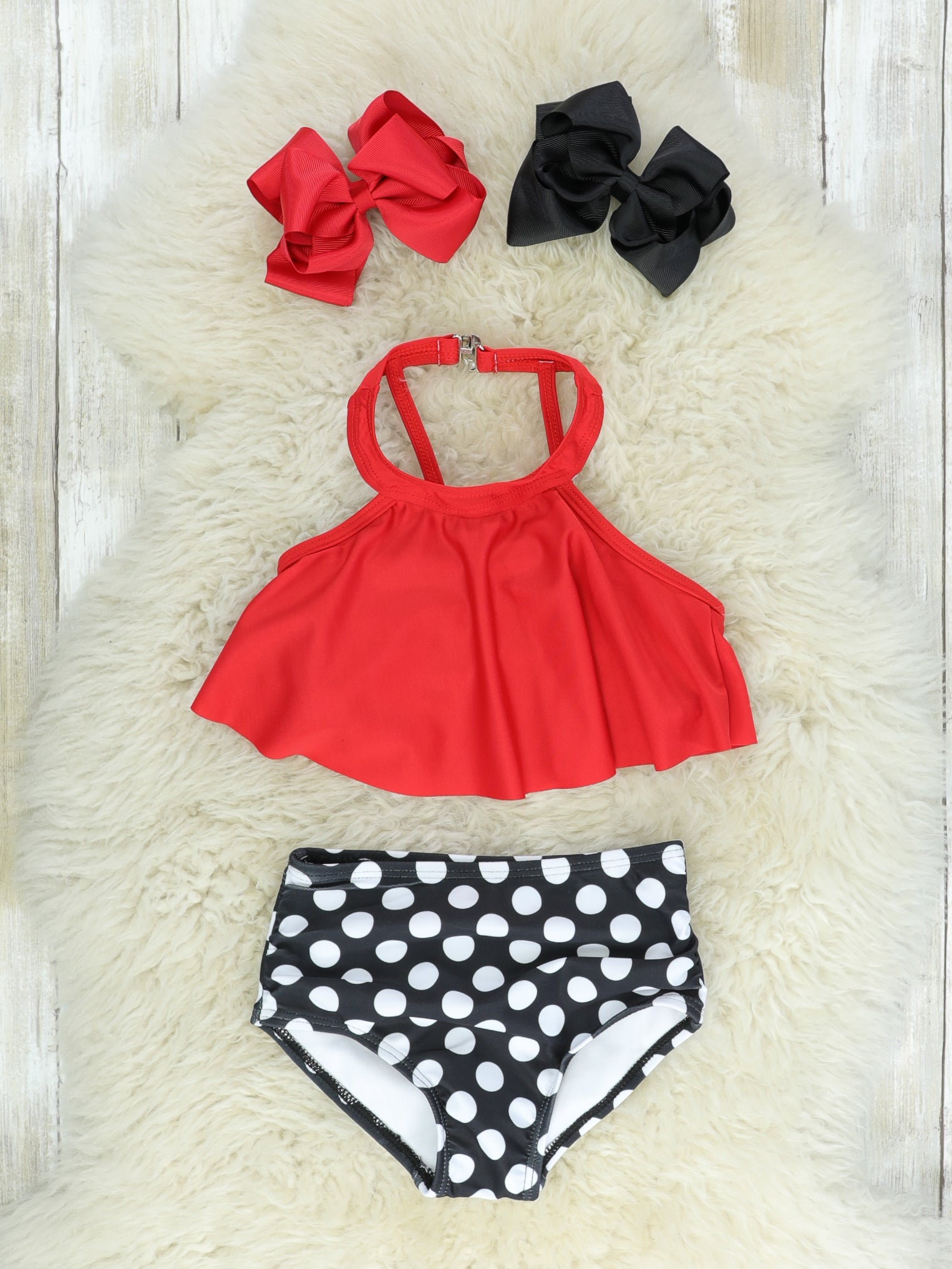 Mom & Me Red Halter Swimsuit - Marie Nicole Clothing