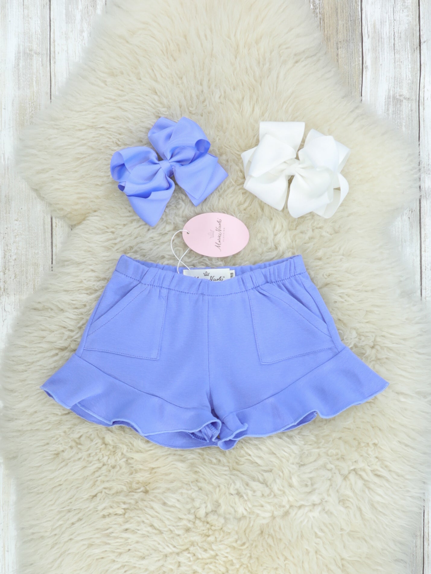 Pocket Ruffle Short - Iris - Marie Nicole Clothing