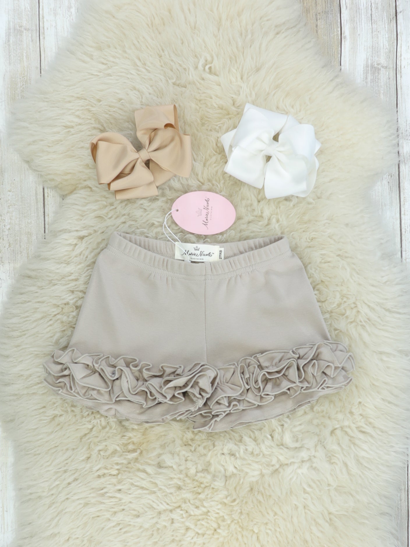 Cotton Icing Shorts - Taupe - Marie Nicole Clothing