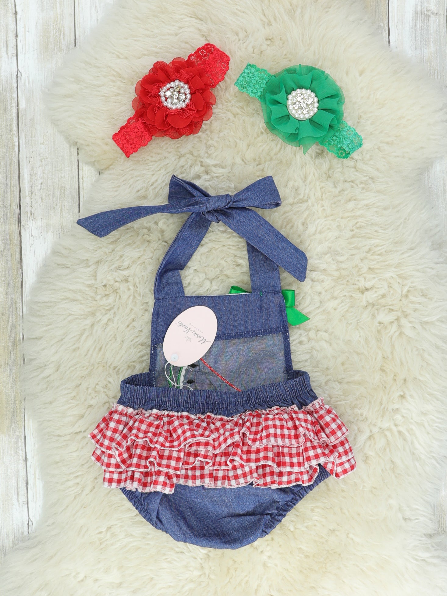 Chambray Watermelon Bubble Romper - Marie Nicole Clothing