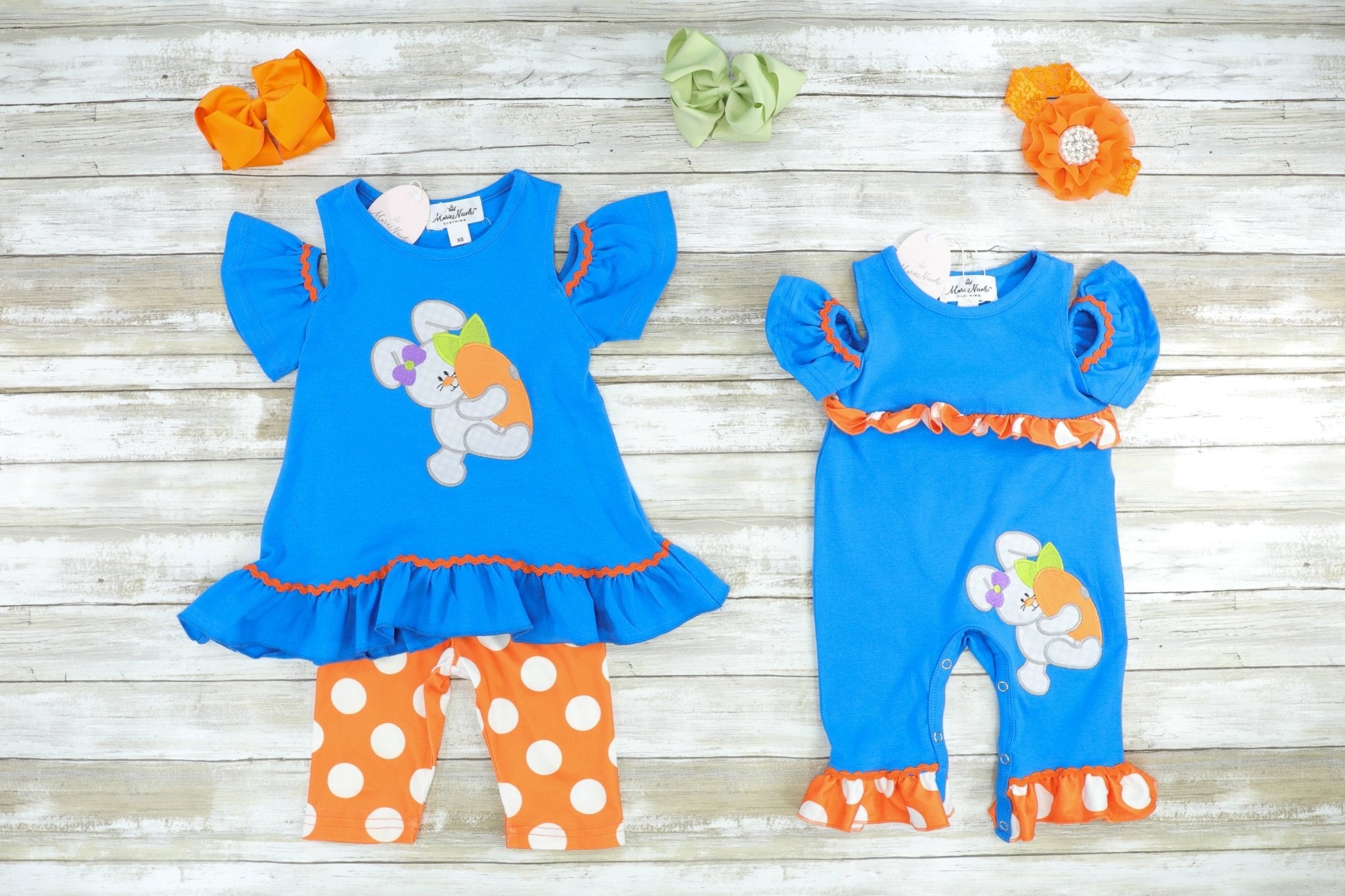 Cobalt Blue & Orange Bunny Carrot Outfit - Marie Nicole Clothing