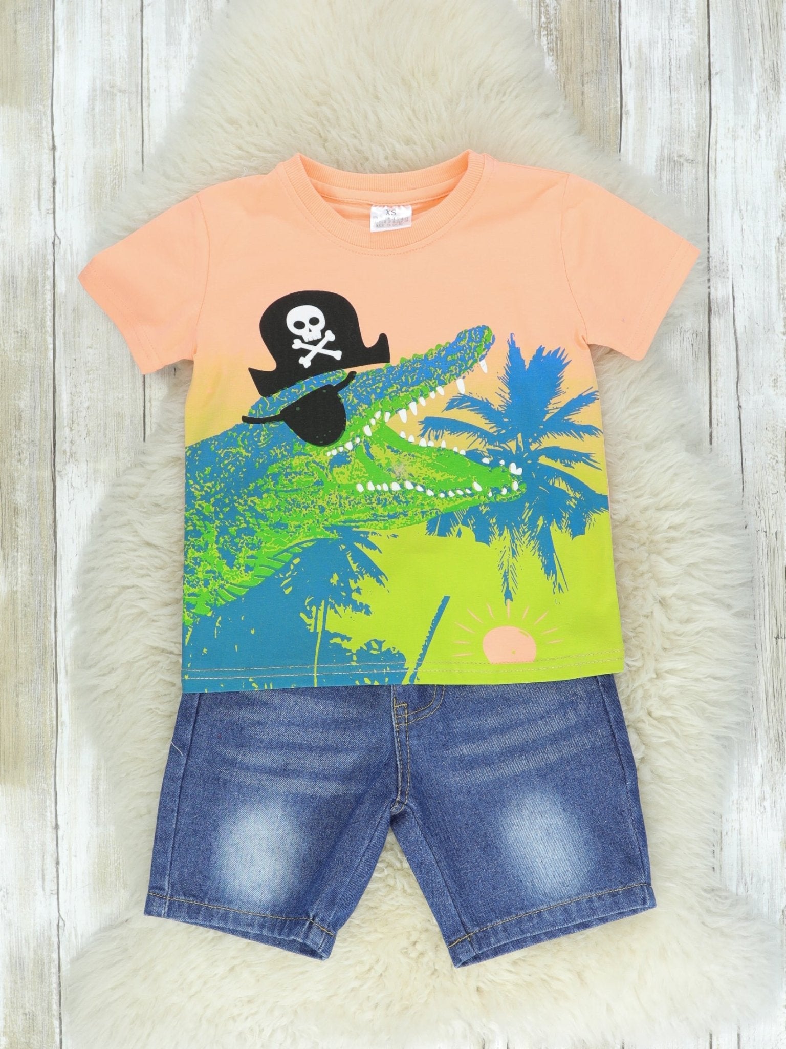 Pirate Alligator Shirt & Denim Shorts Outfit - Marie Nicole Clothing