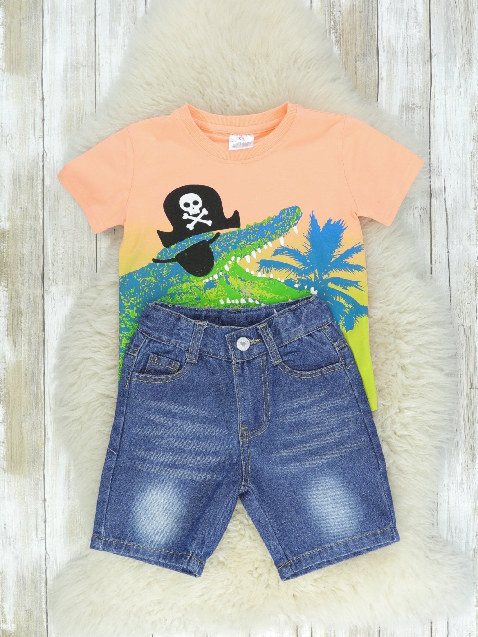 Pirate Alligator Shirt & Denim Shorts Outfit - Marie Nicole Clothing