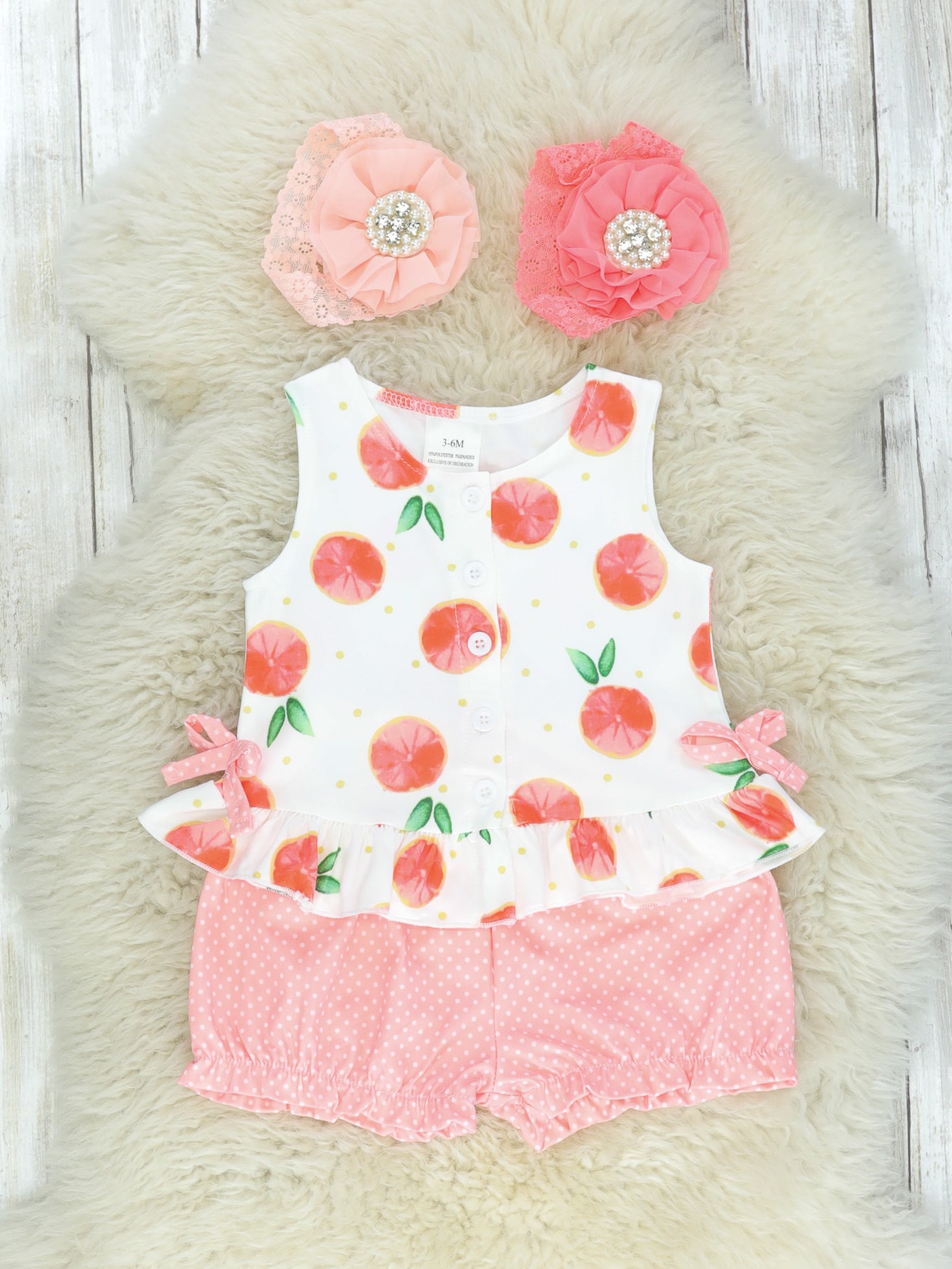 Grapefruit Ruffle Top & Shorts Outfit - Marie Nicole Clothing