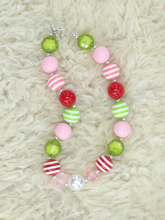 Pink, Red, & Green Pearl Bubblegum Necklace - Marie Nicole Clothing