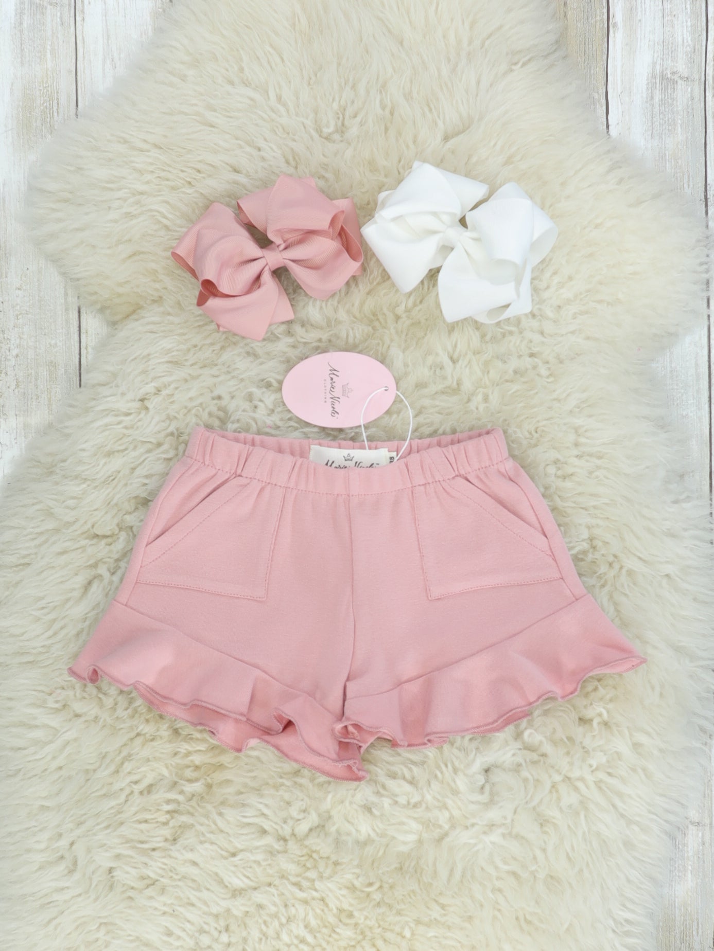 Pocket Ruffle Short - Mauve Pink - Marie Nicole Clothing