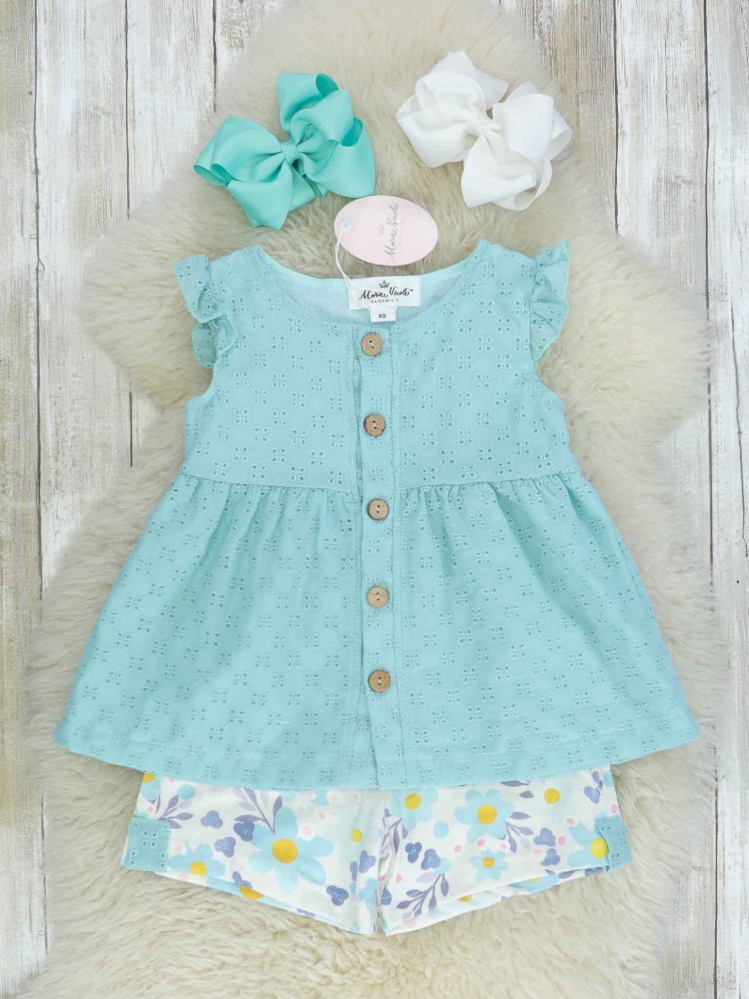 Mint & Purple Floral Outfit - Marie Nicole Clothing
