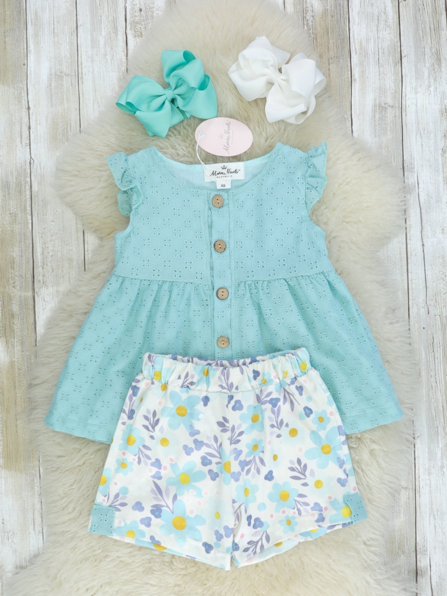 Mint & Purple Floral Outfit - Marie Nicole Clothing