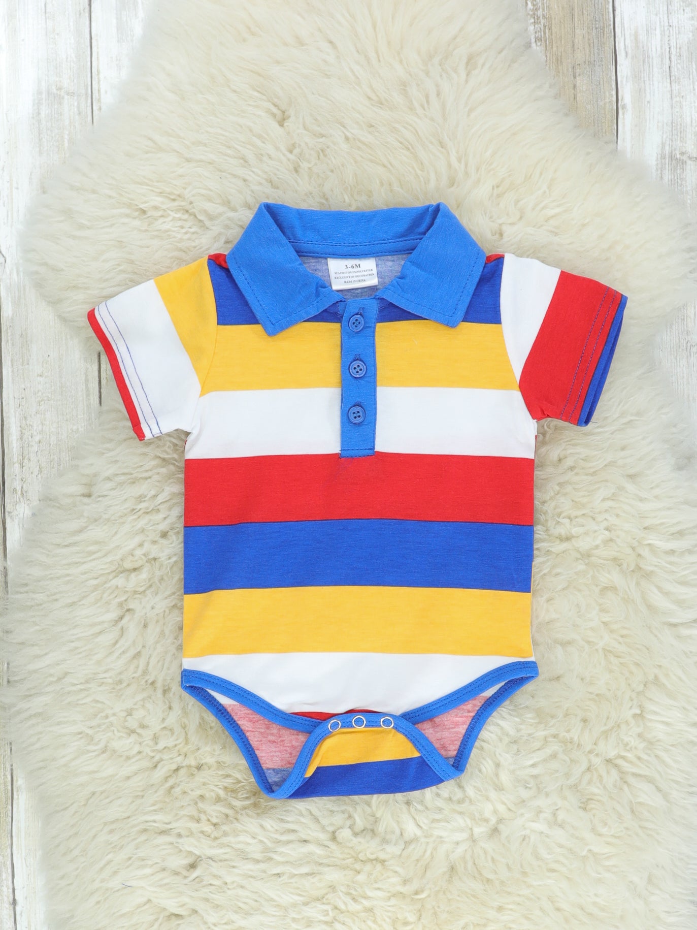 Large Striped Polo Romper - Marie Nicole Clothing
