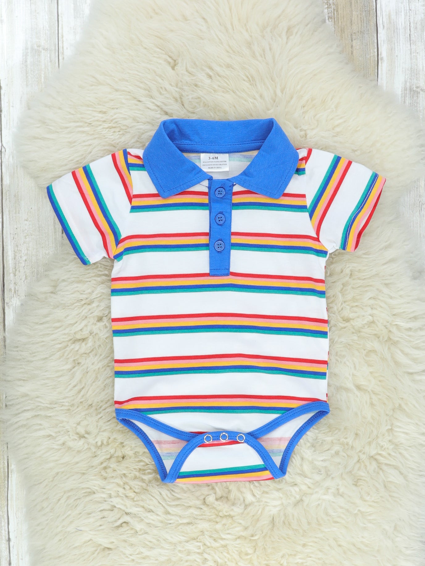 Thin Striped Polo Romper - Marie Nicole Clothing