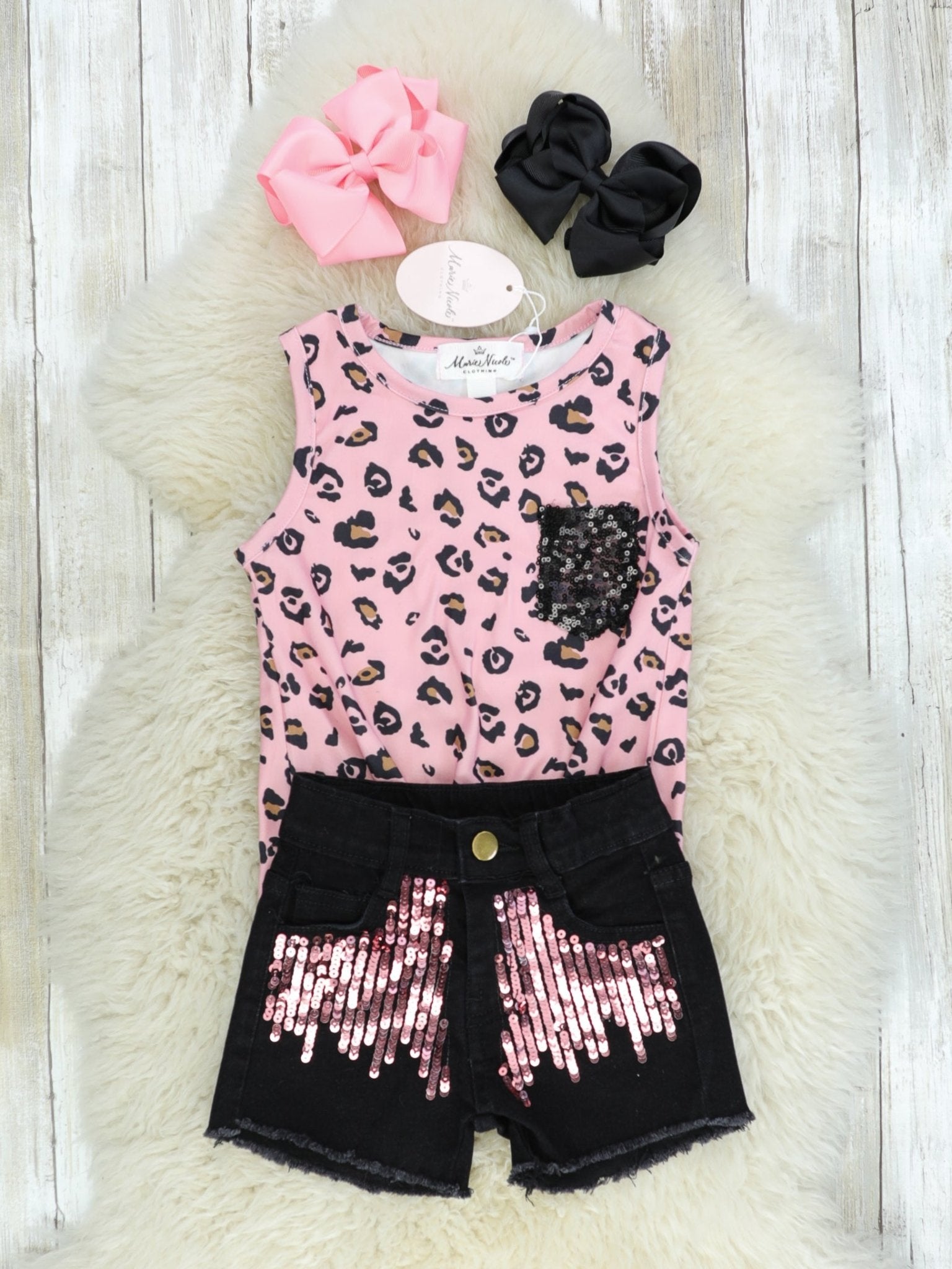 Pink Cheetah Knot Top & Distressed Denim Outfit - Marie Nicole Clothing
