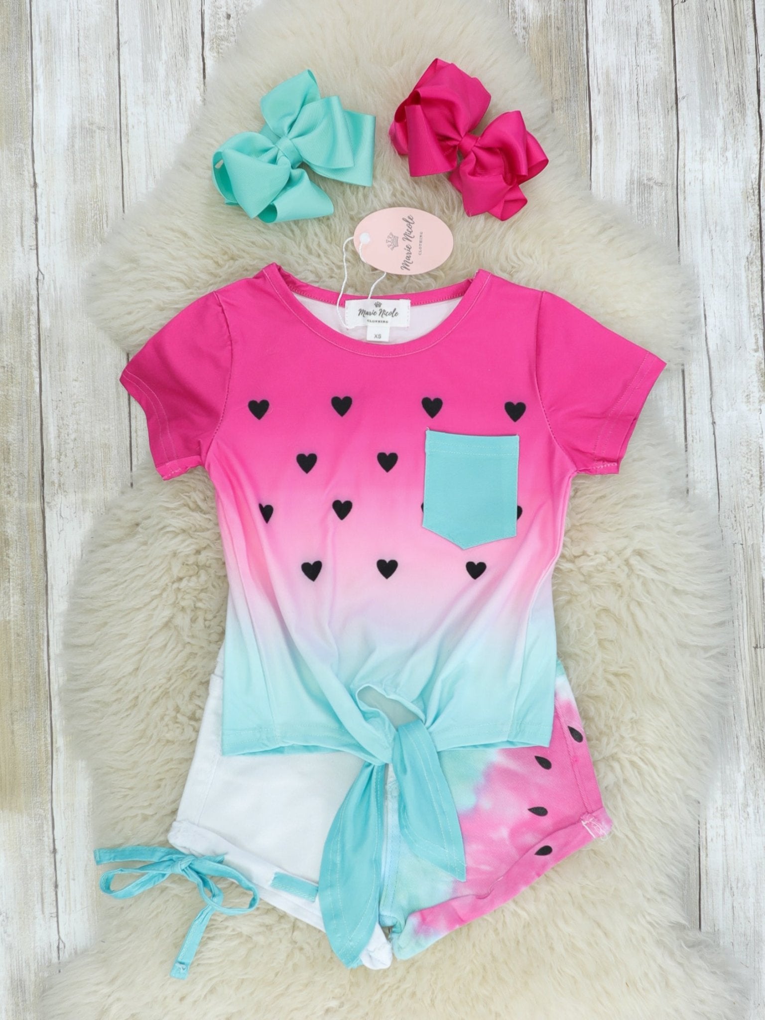 Ombre Watermelon Denim Outfit - Marie Nicole Clothing