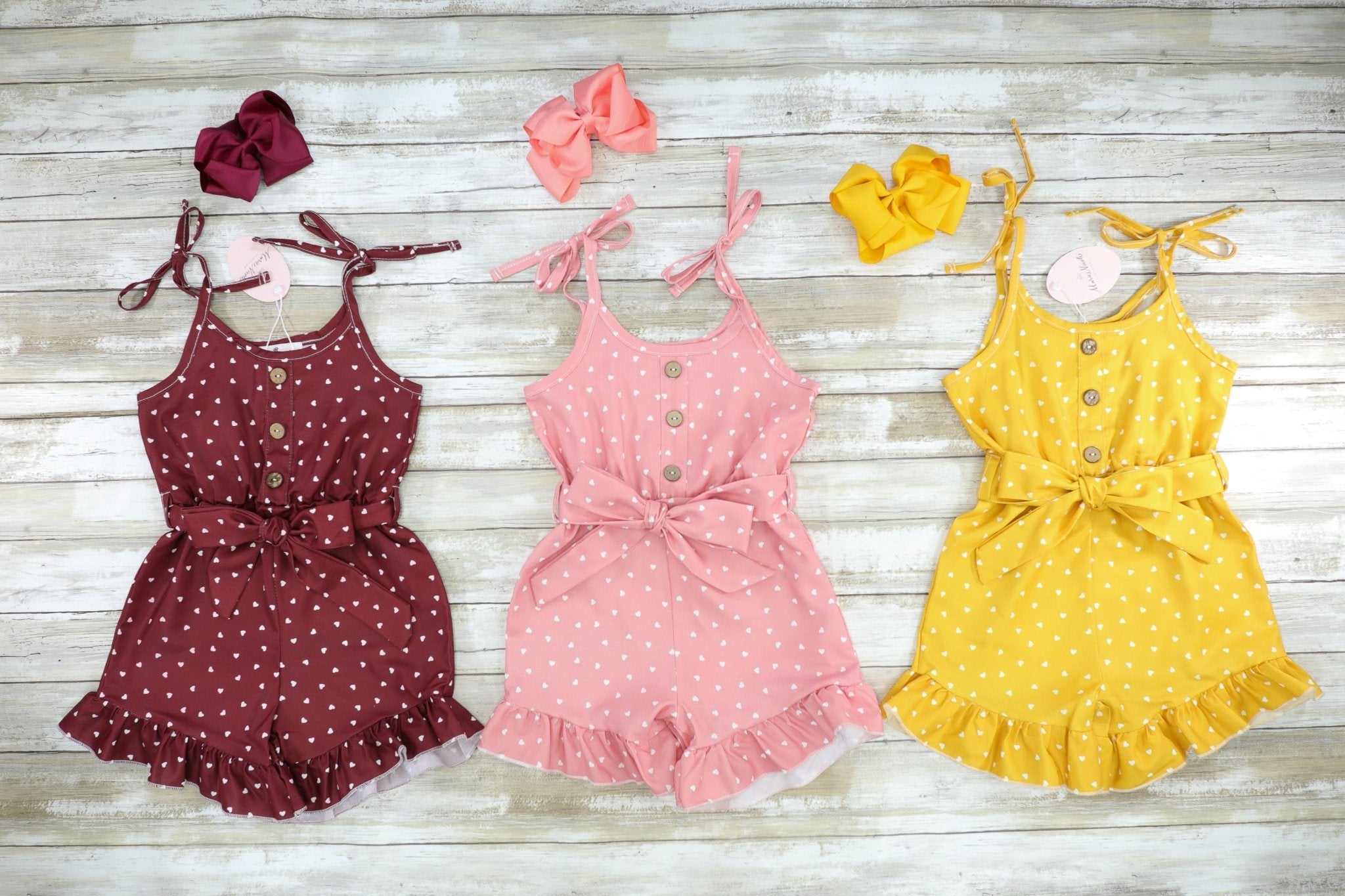 Pink Polka Dot Tie Romper - Marie Nicole Clothing