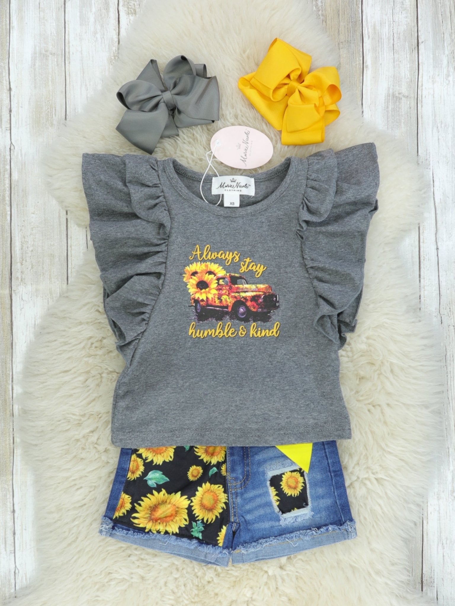 Always Stay Humble & Kind Sunflower Denim Outfit - Marie Nicole Clothing