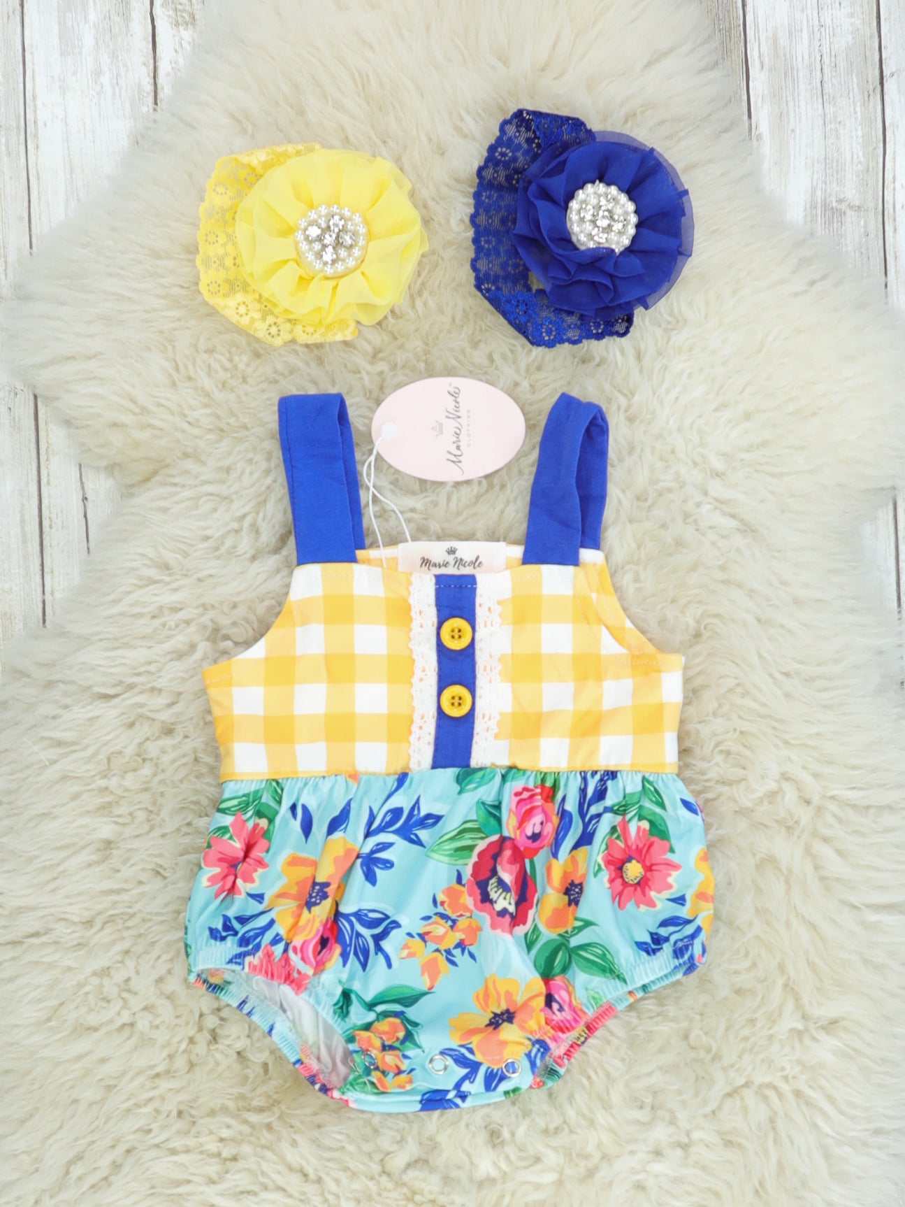 Fun Floral Ruffle Bubble Romper - Marie Nicole Clothing