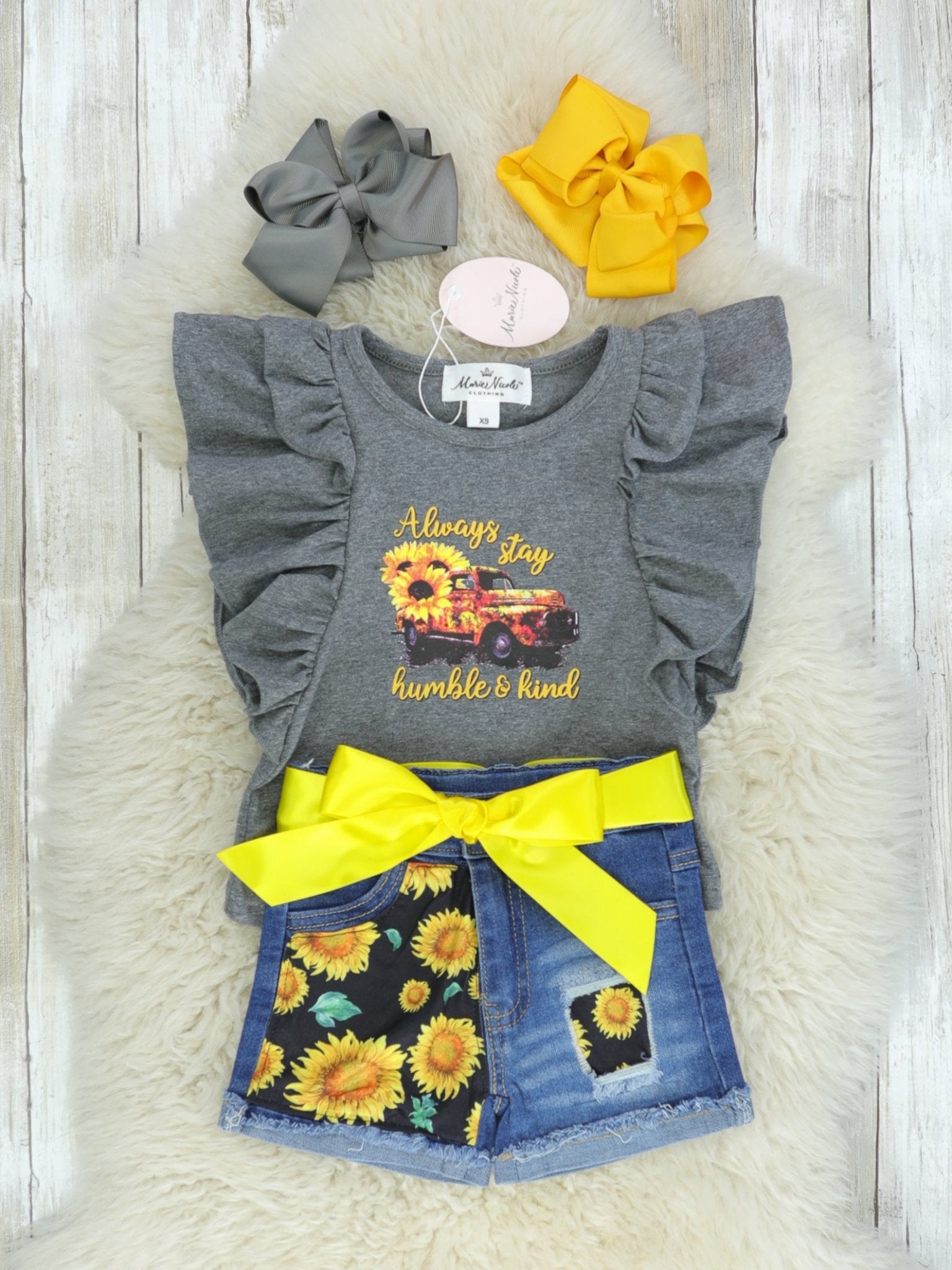 Always Stay Humble & Kind Sunflower Denim Outfit - Marie Nicole Clothing
