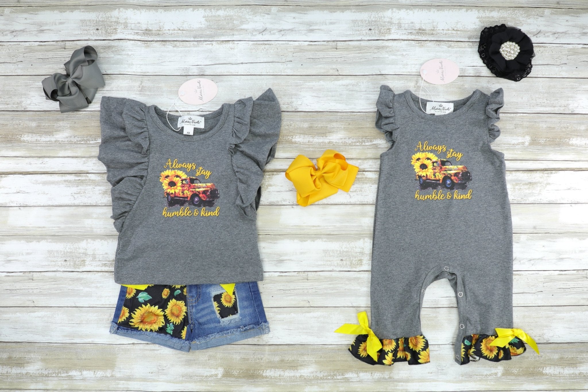 Always Stay Humble & Kind Sunflower Denim Outfit - Marie Nicole Clothing