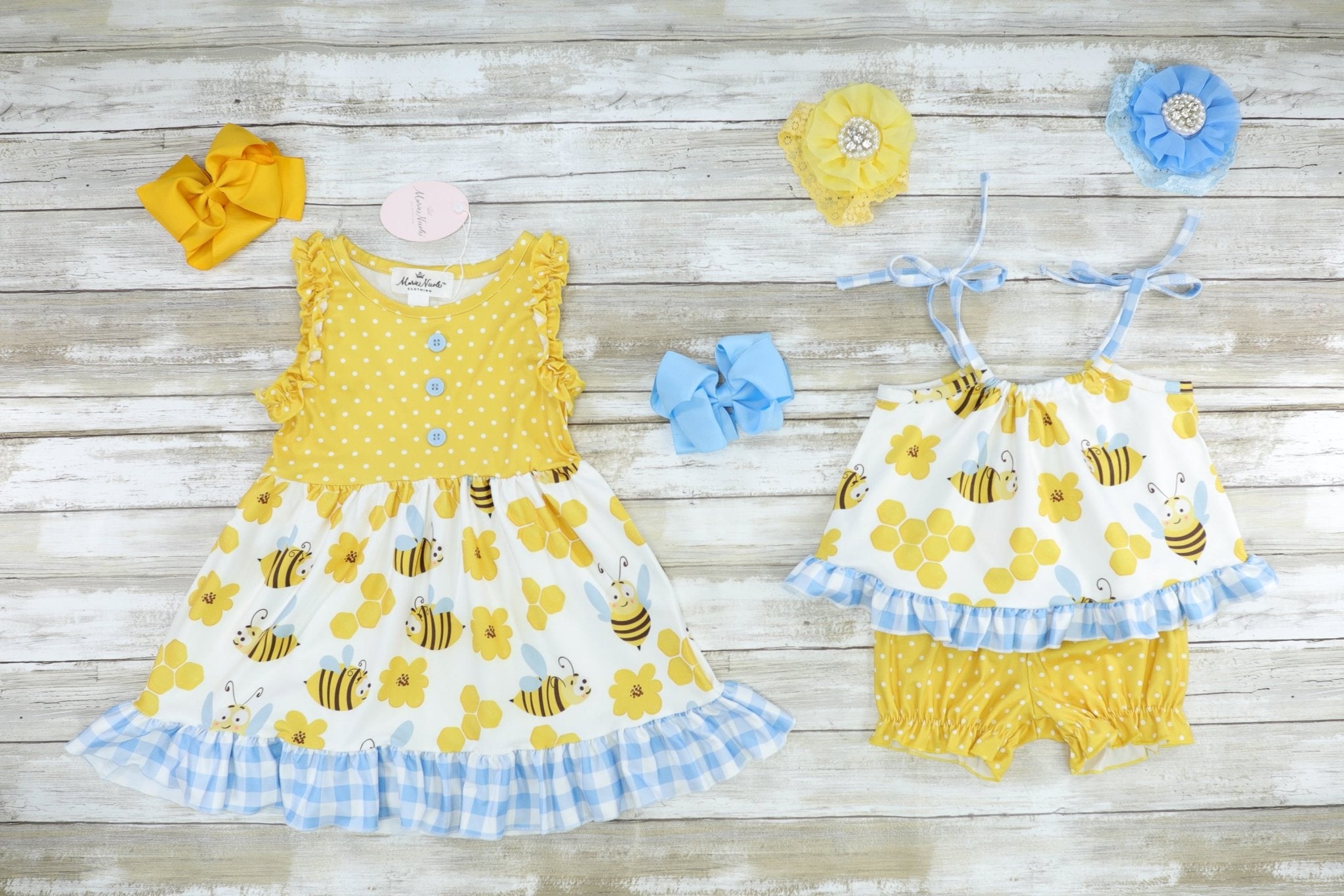 Busy Bees Tie Tank & Shorts Outfit - Marie Nicole Clothing