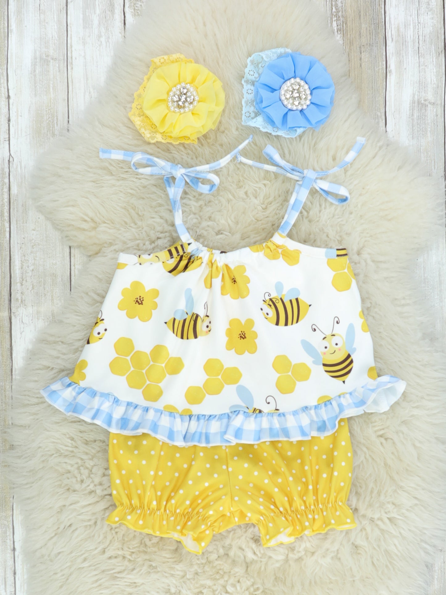 Busy Bees Tie Tank & Shorts Outfit - Marie Nicole Clothing