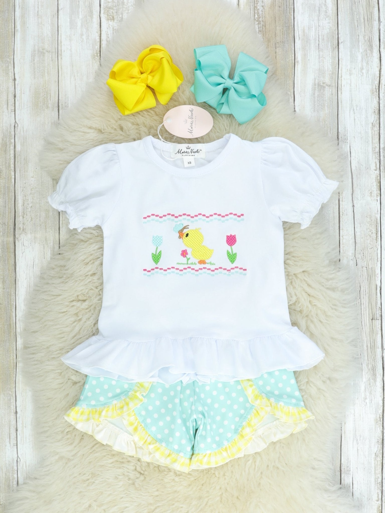 Mint & Yellow Spring Duckling Outfit - Marie Nicole Clothing
