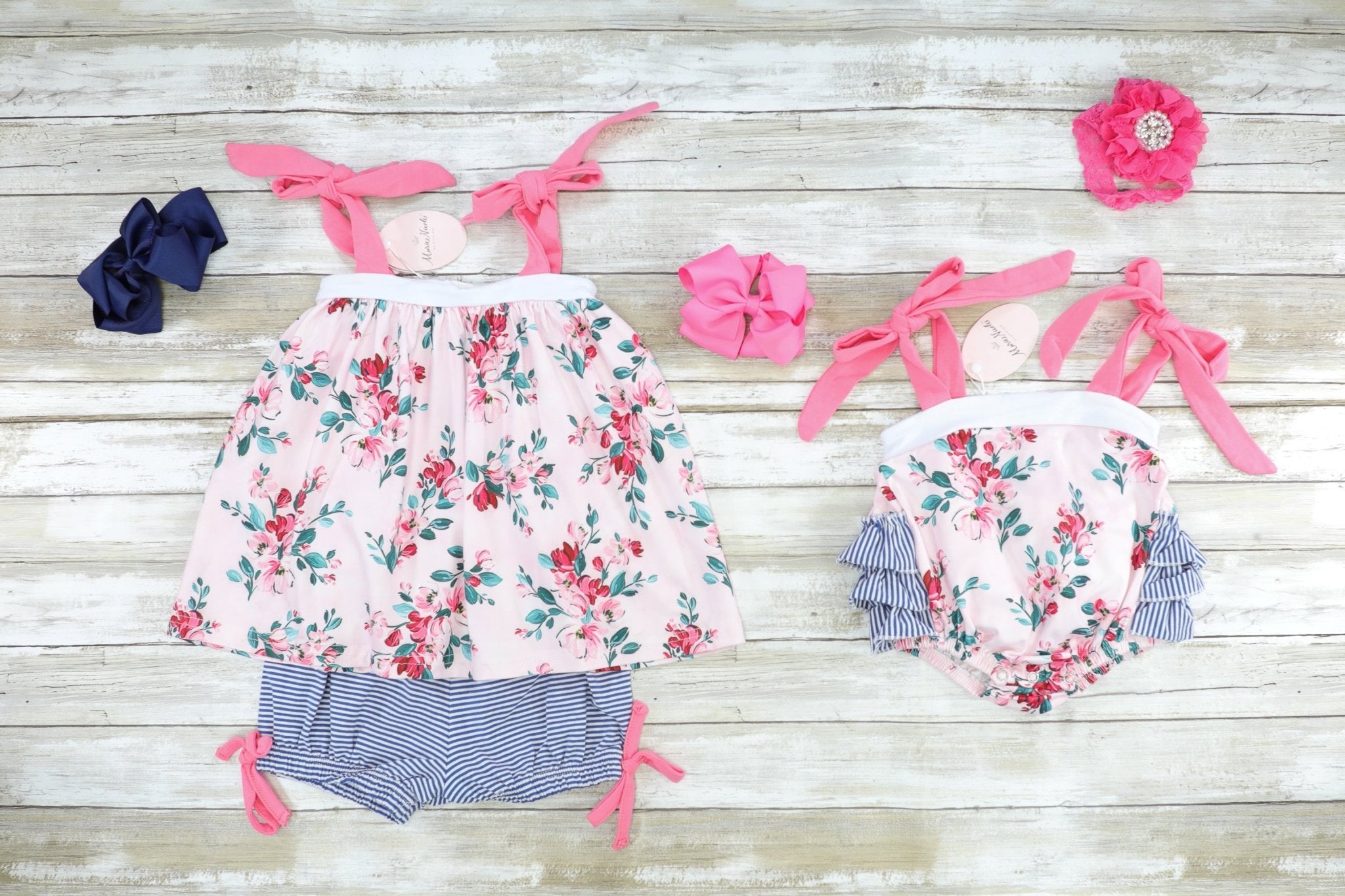Pink Tie Tiered Ruffle Bubble Romper - Marie Nicole Clothing