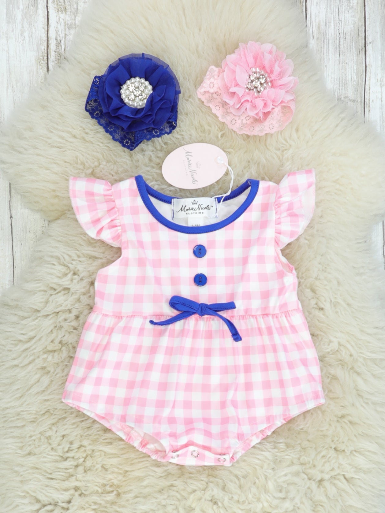 Pink Plaid Ruffle Bubble Romper - Marie Nicole Clothing