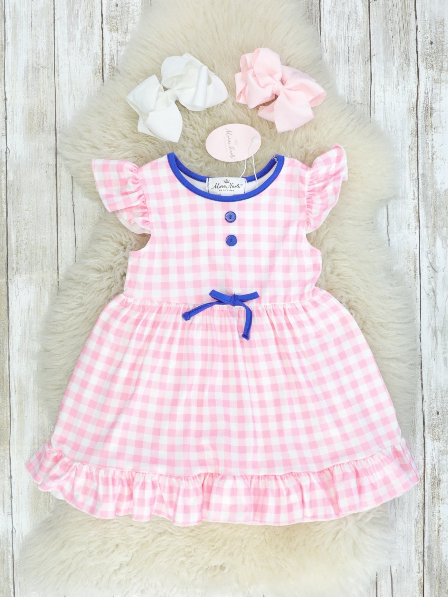 Pink Plaid Ruffle Dress - Marie Nicole Clothing