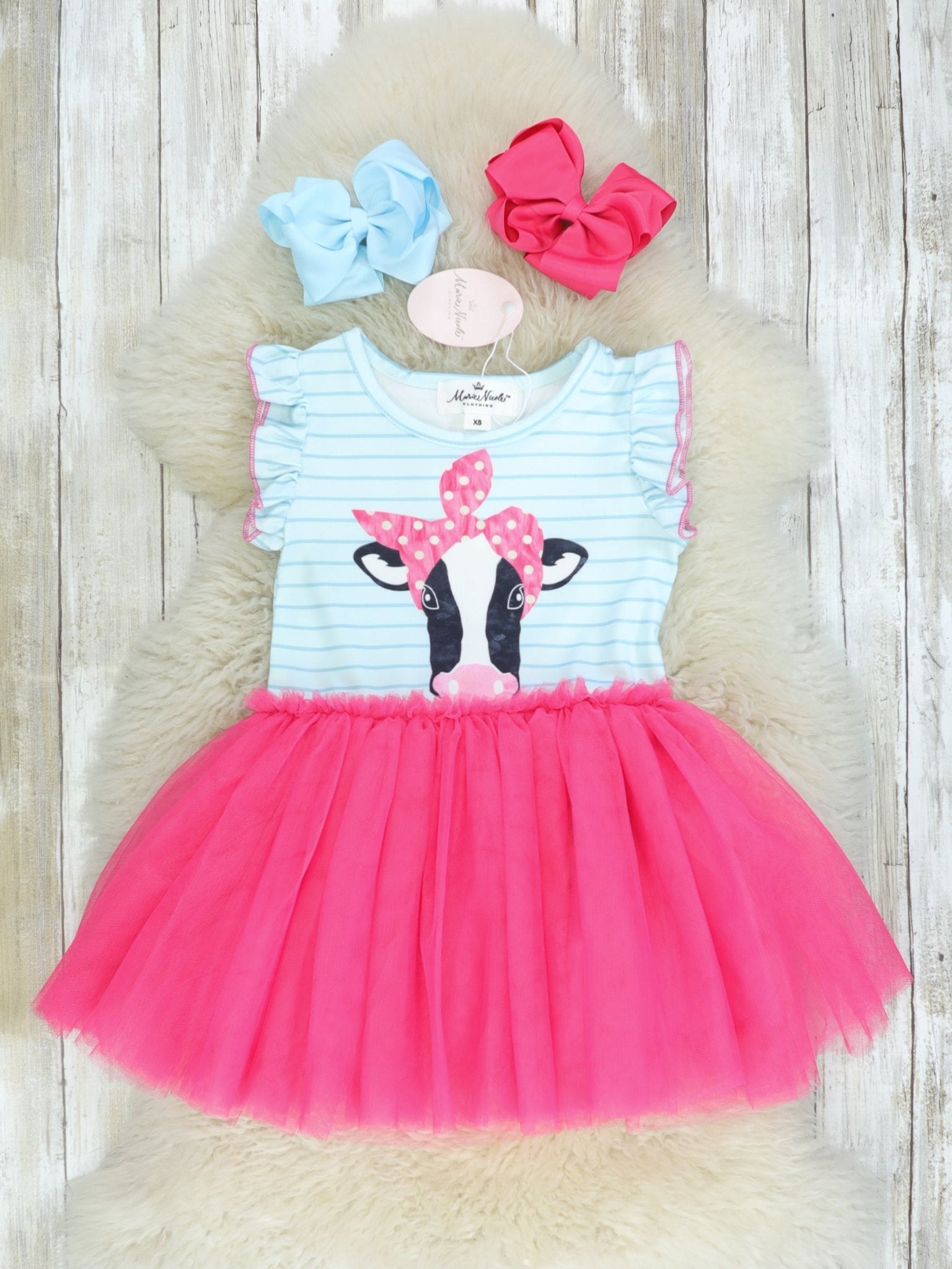 Pink Cow Tulle Dress - Marie Nicole Clothing