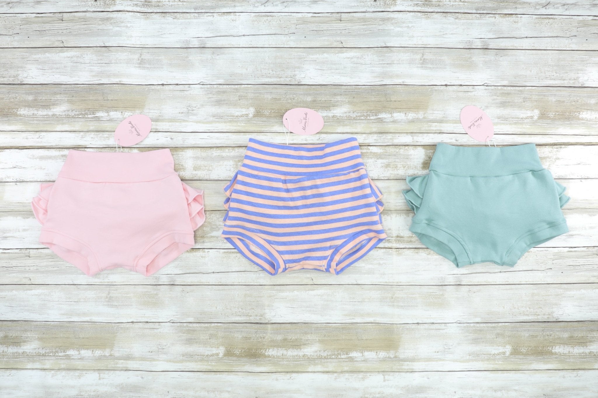 Ruffle Bloomer - Striped Peach/Orchid - Marie Nicole Clothing