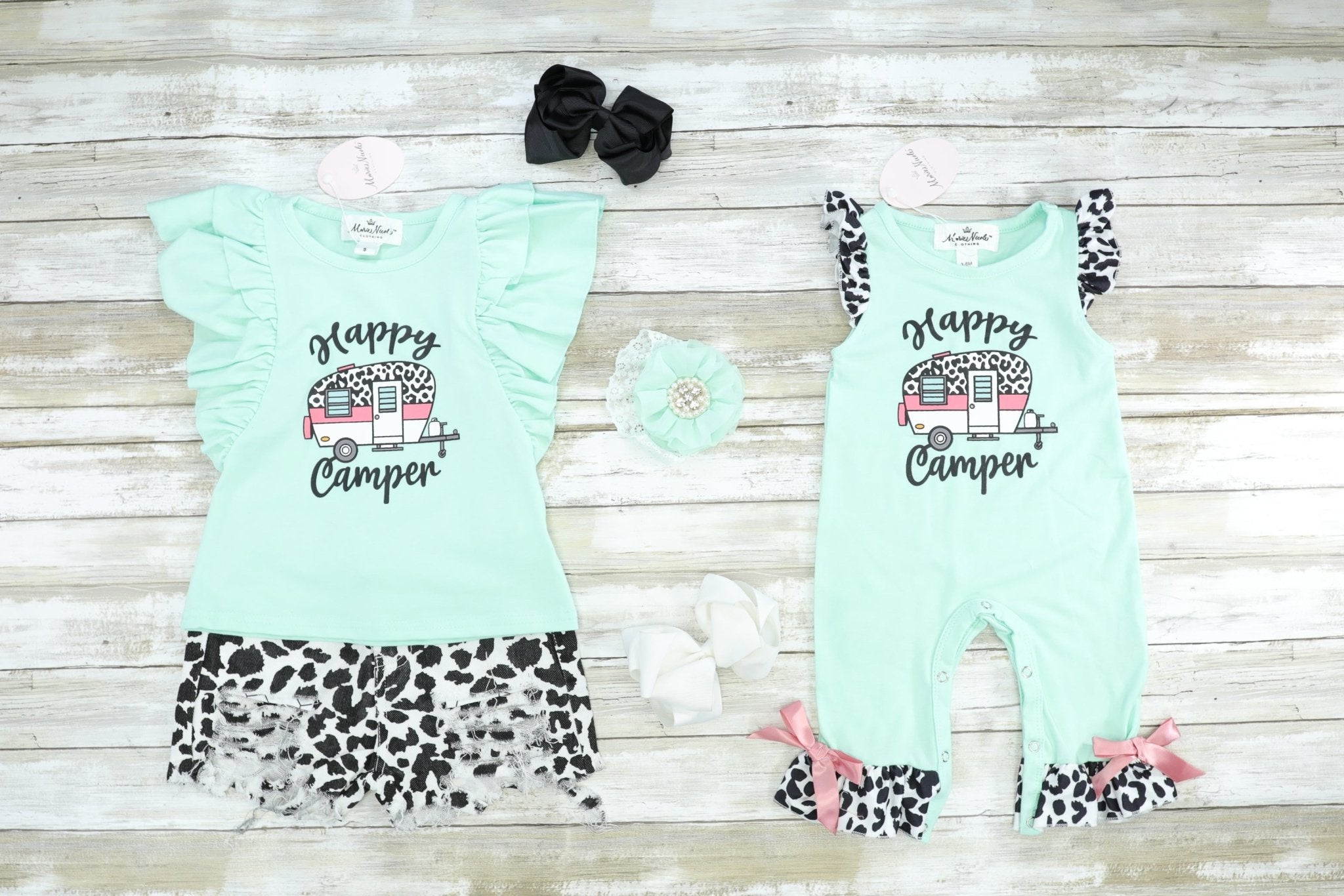 "Happy Camper" Ruffle Top & Shorts Outfit - Marie Nicole Clothing