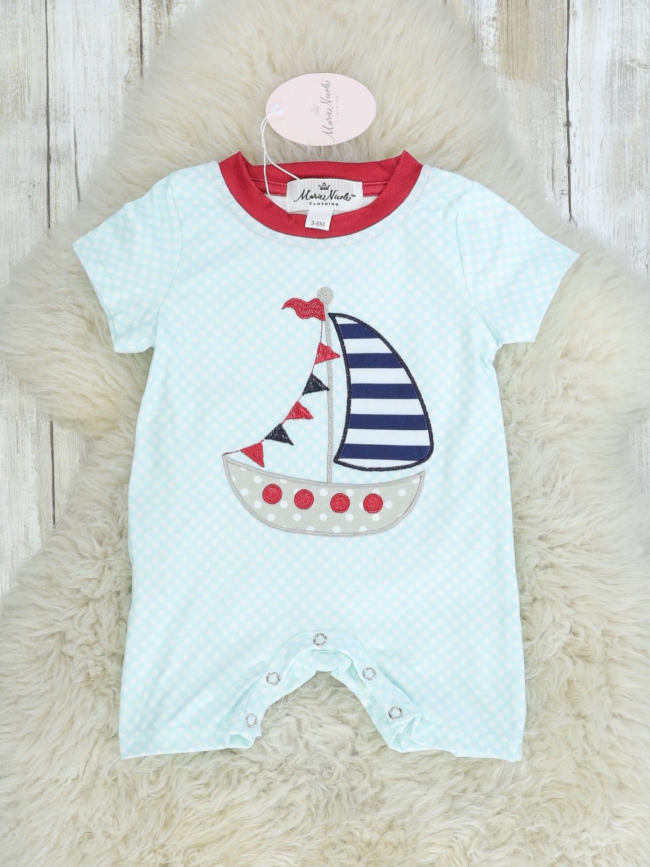 Sailboat Polka Dot Romper - Marie Nicole Clothing