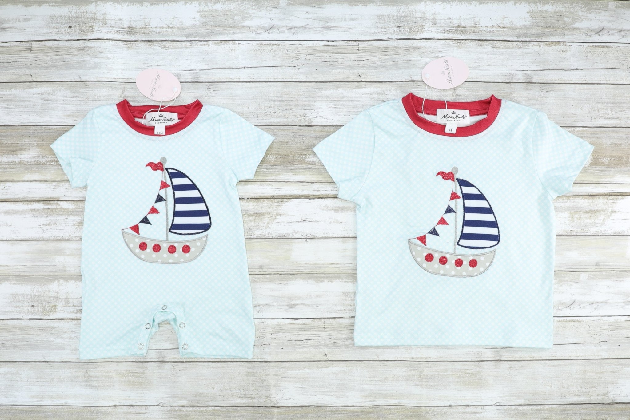 Sailboat Polka Dot Romper - Marie Nicole Clothing