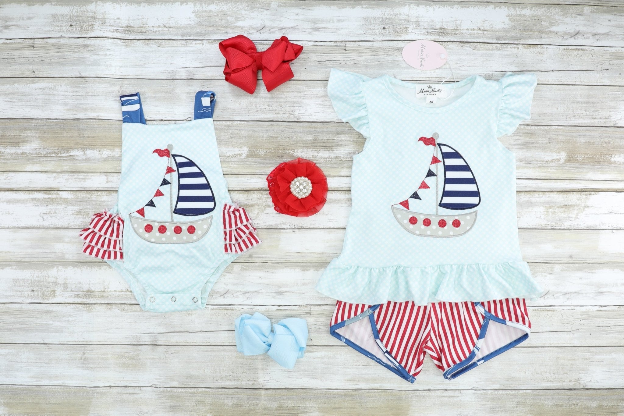Sailboat Polka Dot Romper - Marie Nicole Clothing