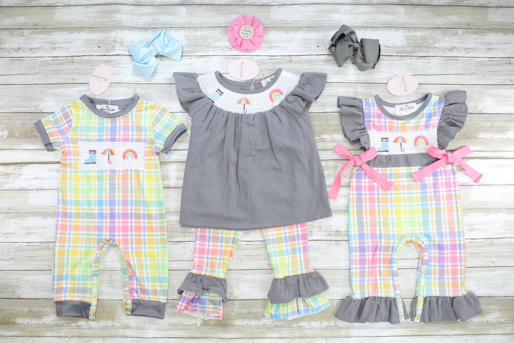 Rainy Day Smocked Ruffle Outfit - Marie Nicole Clothing