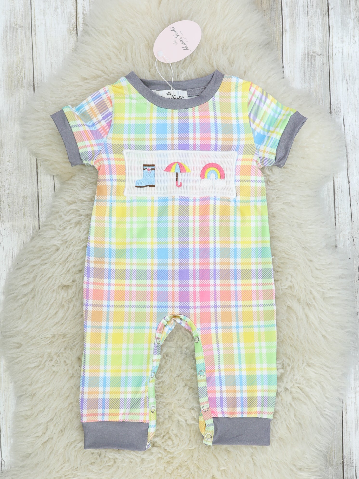 Rainy Day Smocked Romper - Marie Nicole Clothing