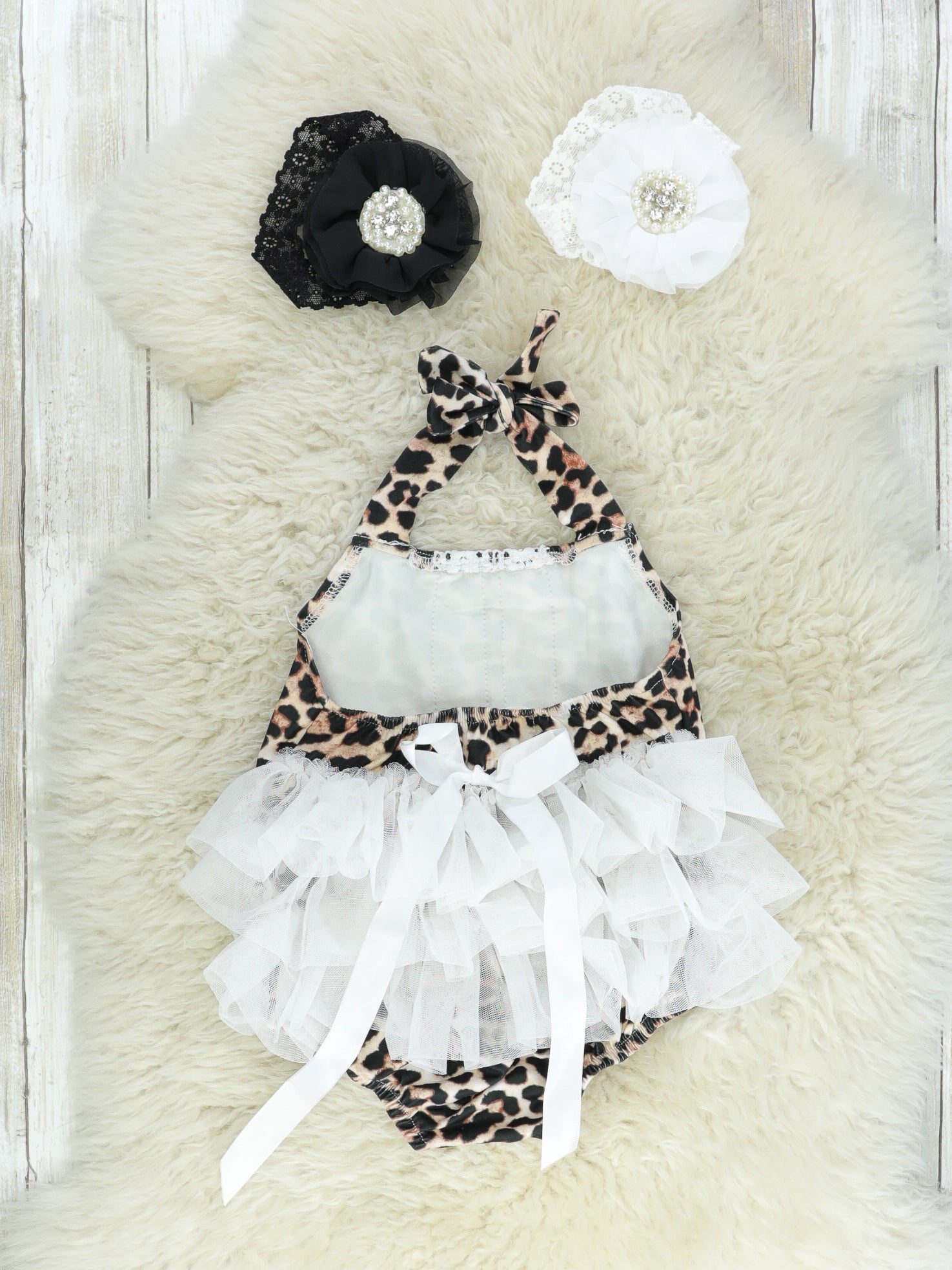 Leopard Lace Ruffle Bubble Romper - Marie Nicole Clothing
