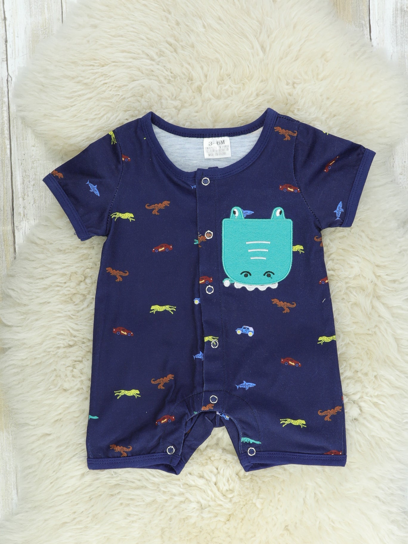 Playful Boy Alligator Romper - Marie Nicole Clothing