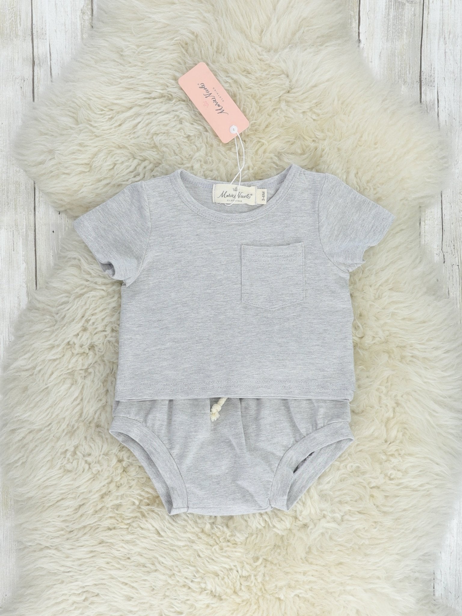 Grey Pocket Bloomers Outfit - Marie Nicole Clothing