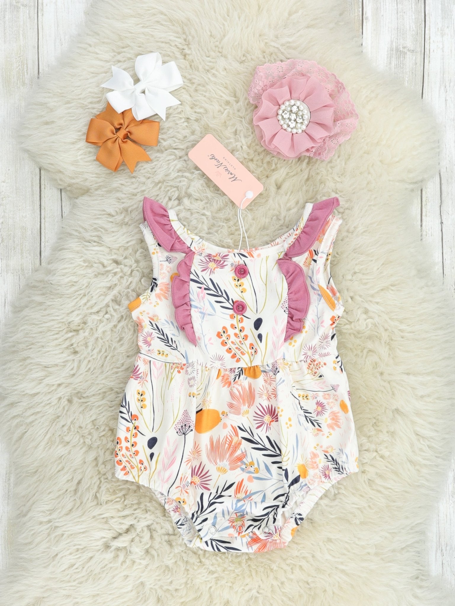 Spring Floral Ruffle Bubble Romper - Marie Nicole Clothing