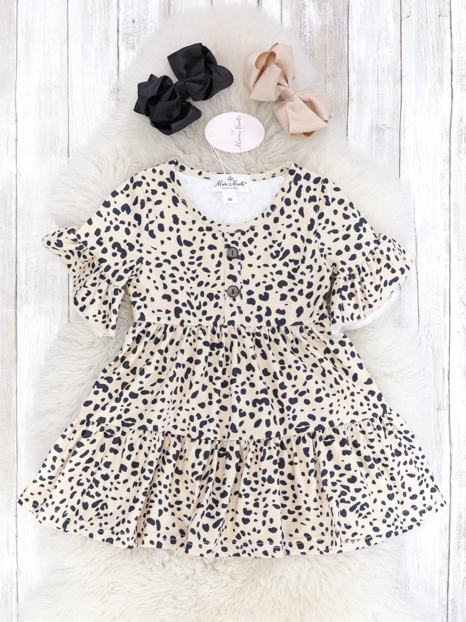 Mom & Me Dalmatian Print Tiered Ruffle Dress - Marie Nicole Clothing