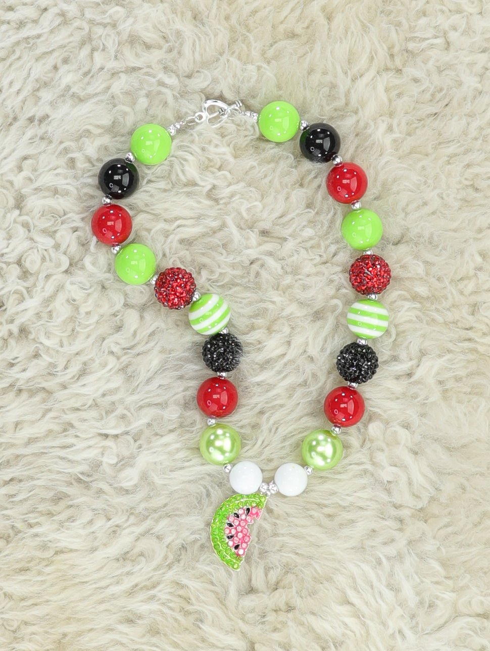 Red & Green Watermelon Bubblegum Necklace - Marie Nicole Clothing