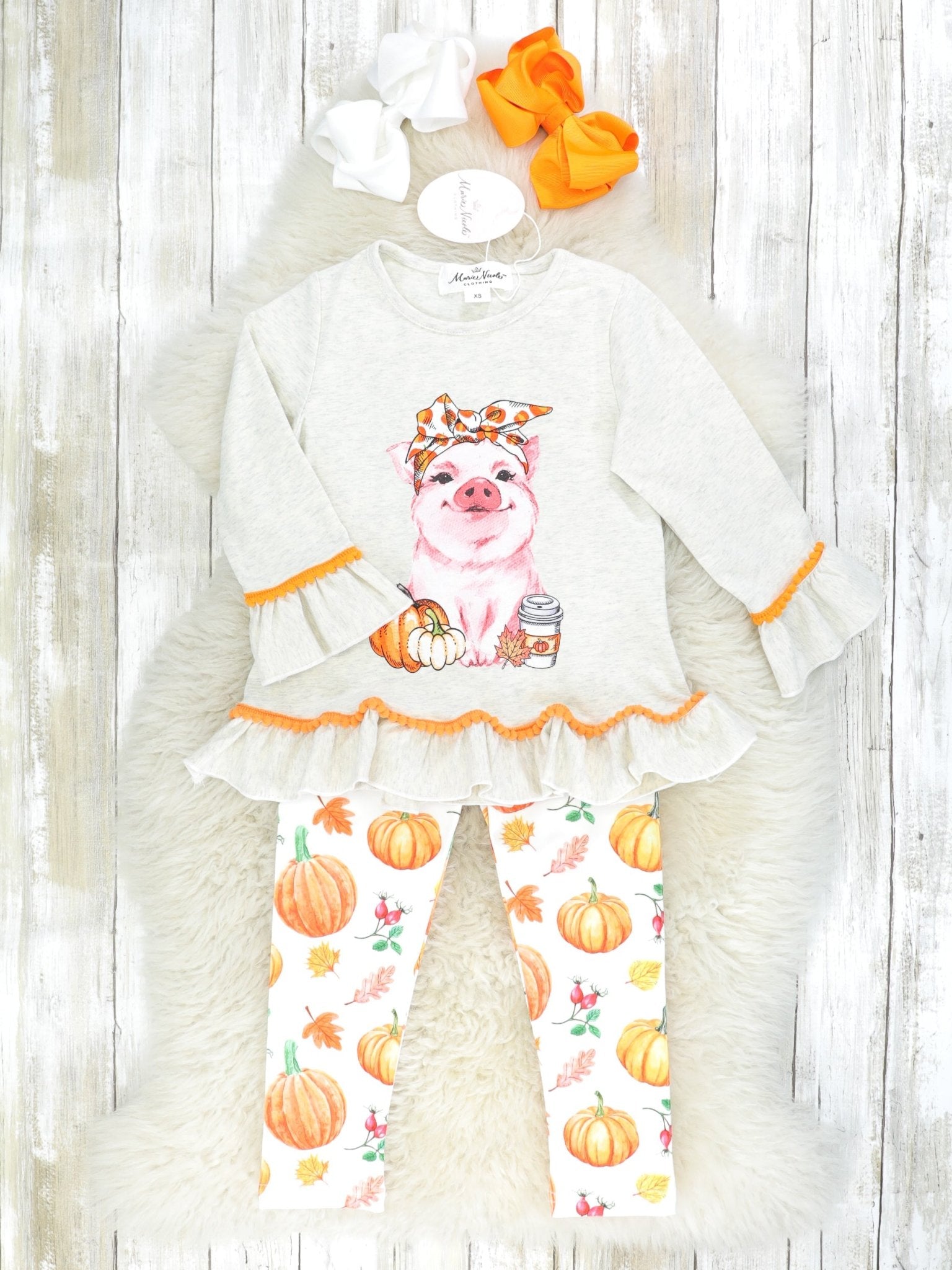 Piggy Pumpkin Patch Ruffle Outfit - Marie Nicole Clothing