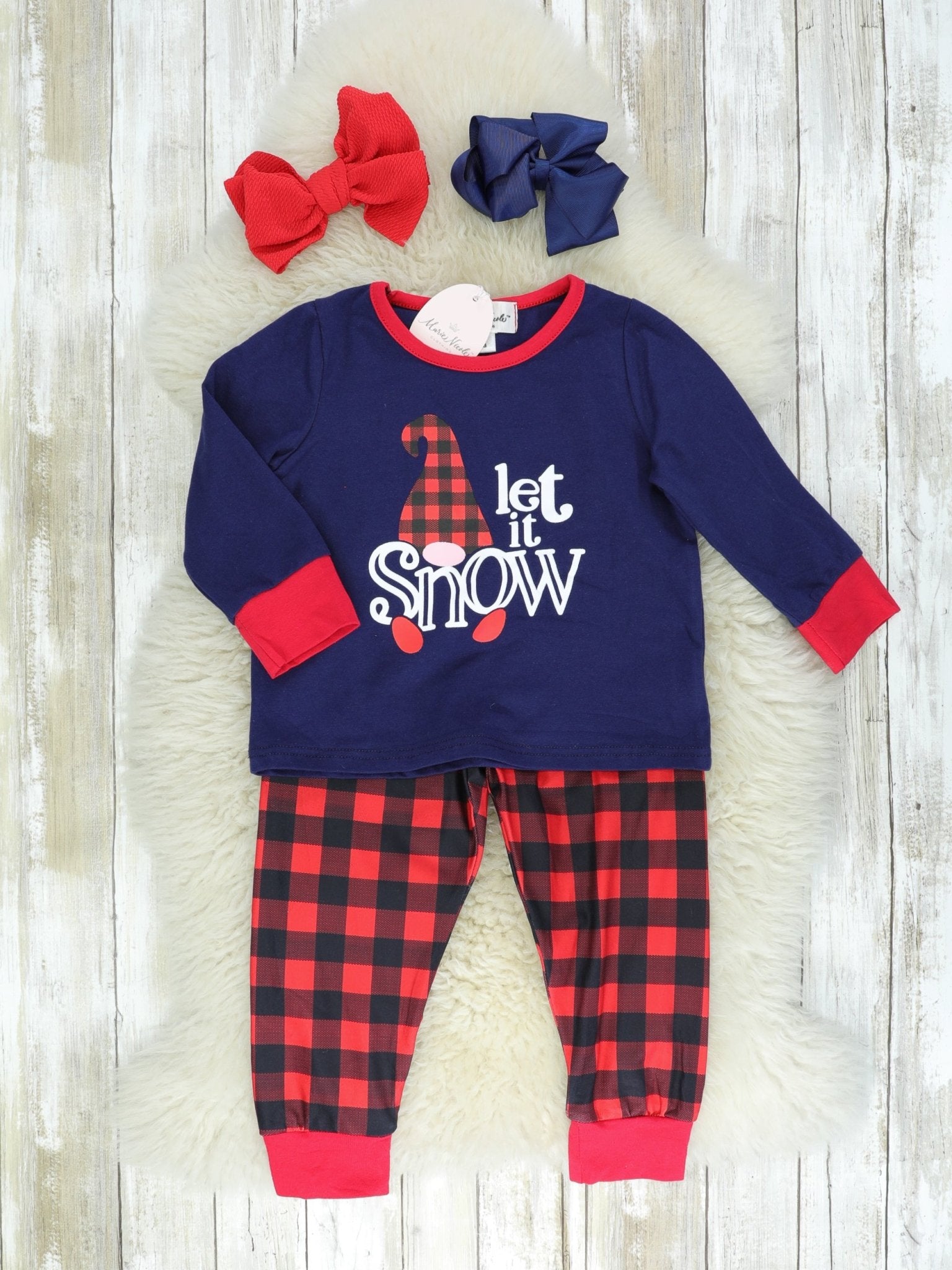 Family Snow Navy Plaid Pajamas - Marie Nicole Clothing